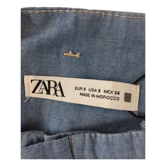 Zara Womens Dress Pants S Blue Wide Leg High Rise Pleated Belted 7968/051 NWT - Picture 11 of 13